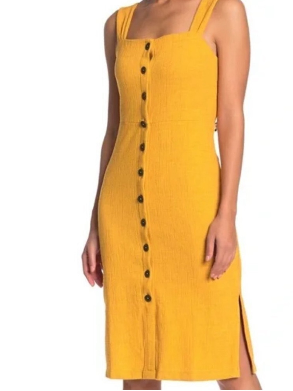 Madewell Mustard yellow Button-Front Tank Dress Size Large